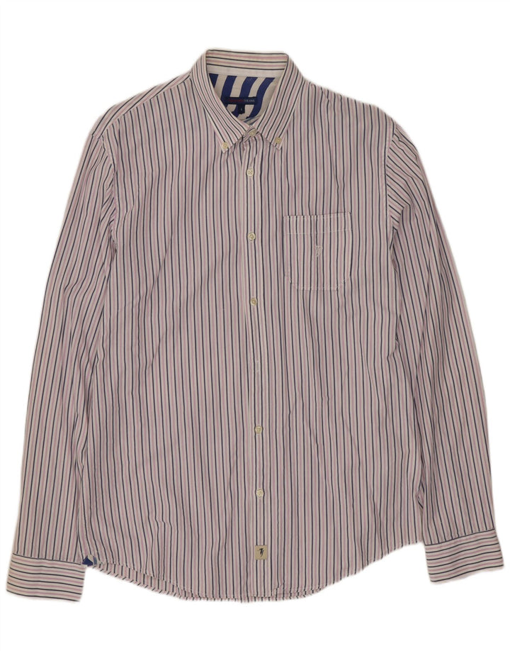 TRUSSARDI JEANS Camisa Hombre Grande Algodón Rayas Blancas
