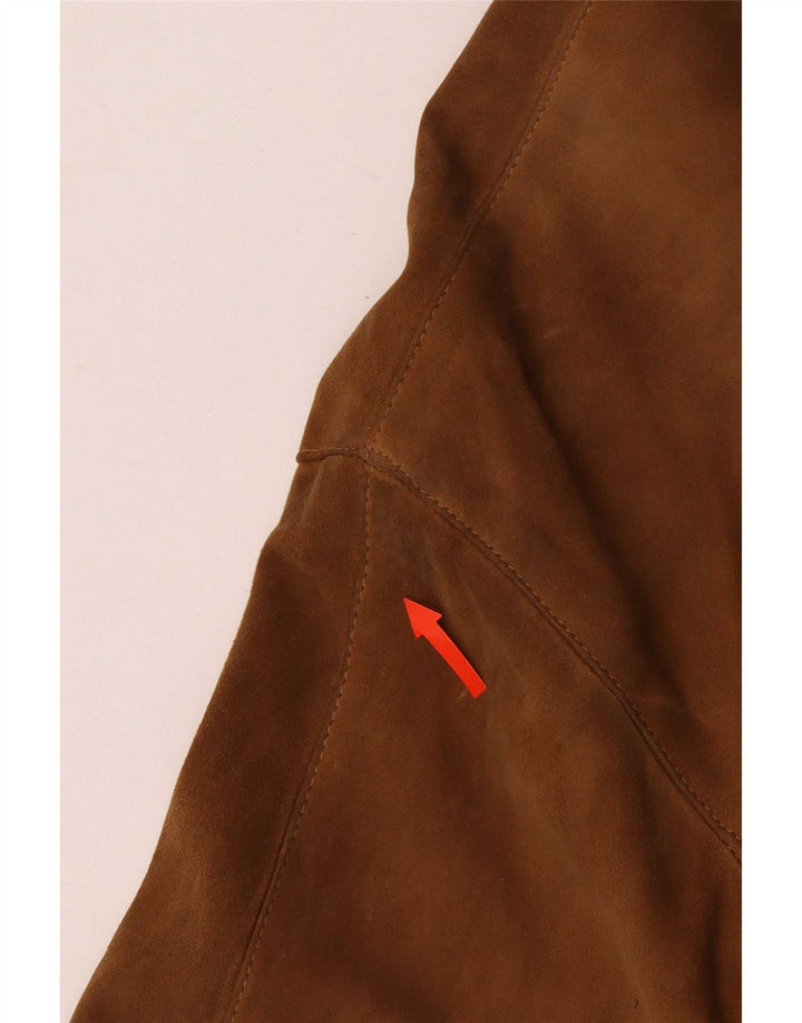 Vintage mujer chaqueta bomber de ante de gran tamaño IT 44 Beige medio