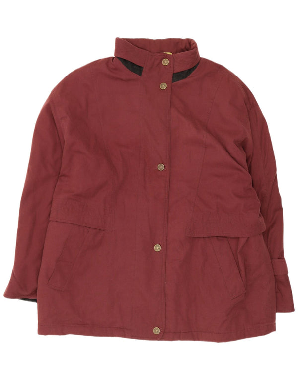 Vintage mujer oversized cortavientos abrigo Reino Unido 18 XL poliéster burdeos