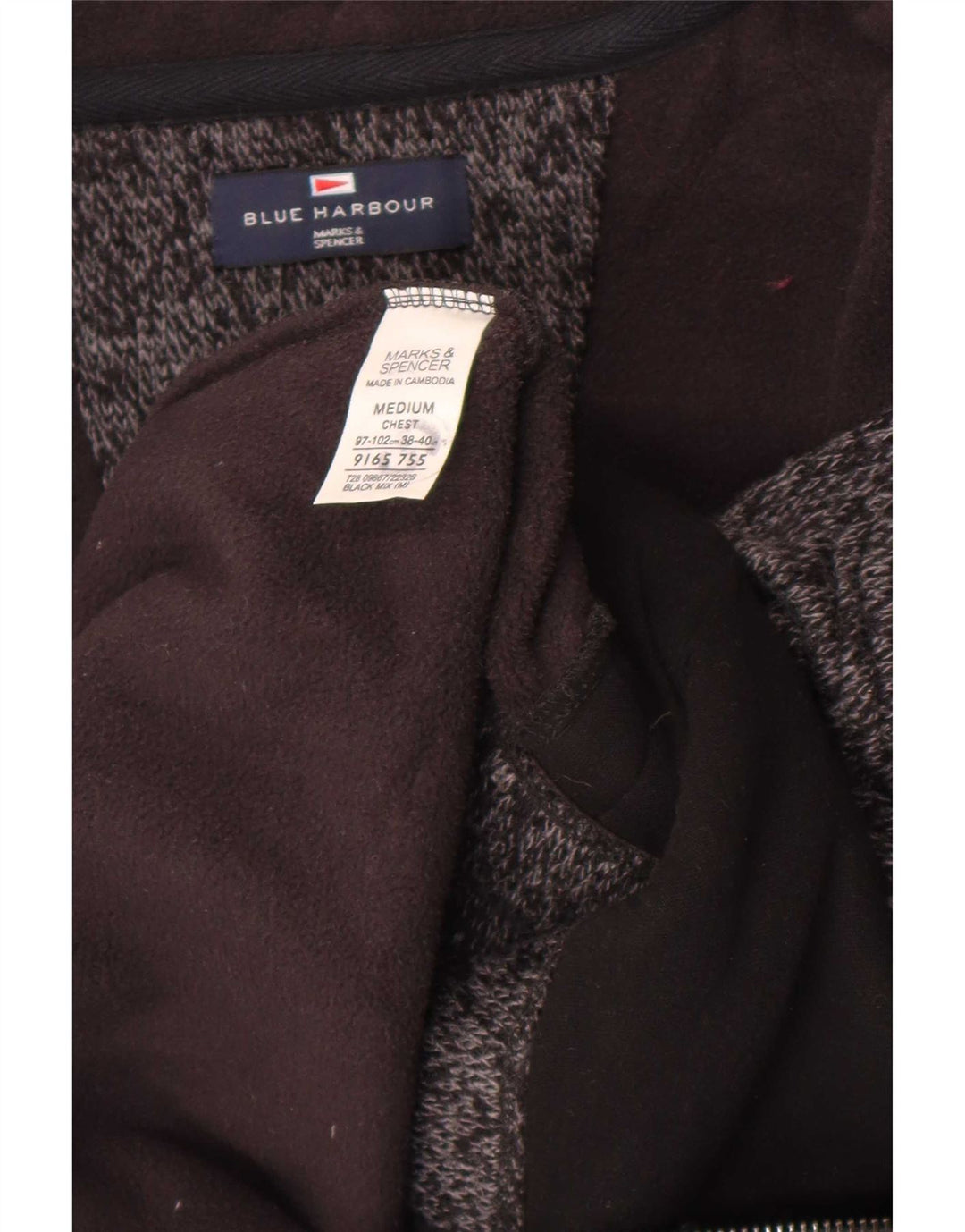 Marks & Spencer Chaqueta superior de chándal para hombre Acrílico moteado negro mediano