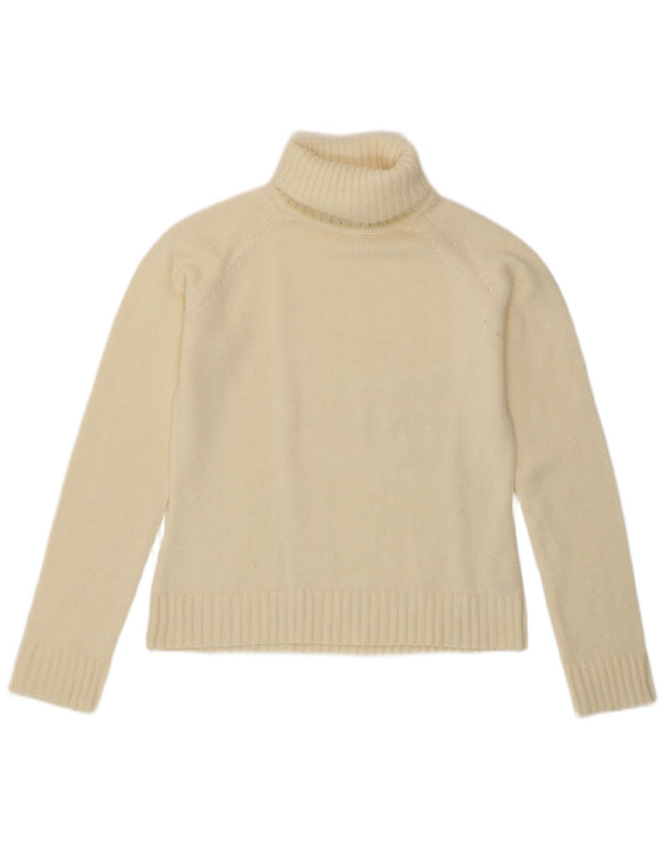 Zara Mujer Crop Roll Neck Jumper Sweater UK 40 Grande Acrílico Blanco Roto