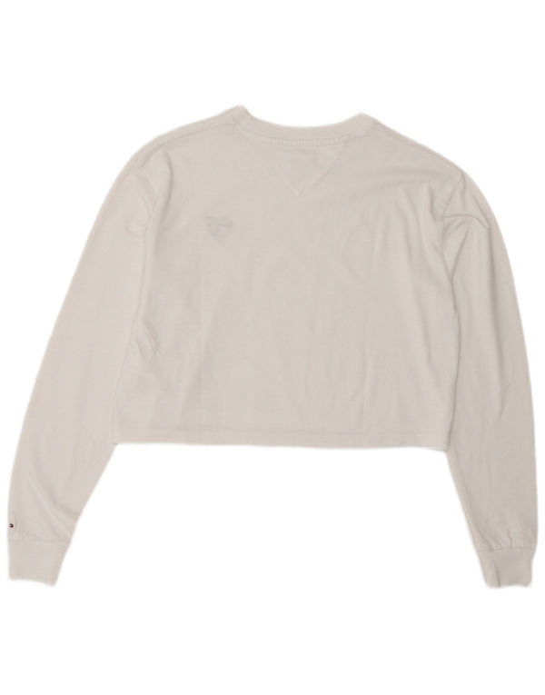 Tommy Hilfiger Top corto extragrande para mujer de manga larga UK 6 XS Algodón blanco