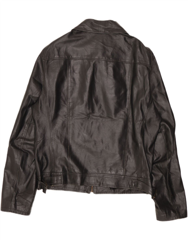 Vintage mujer chaqueta de cuero Reino Unido 18 XL cuero negro