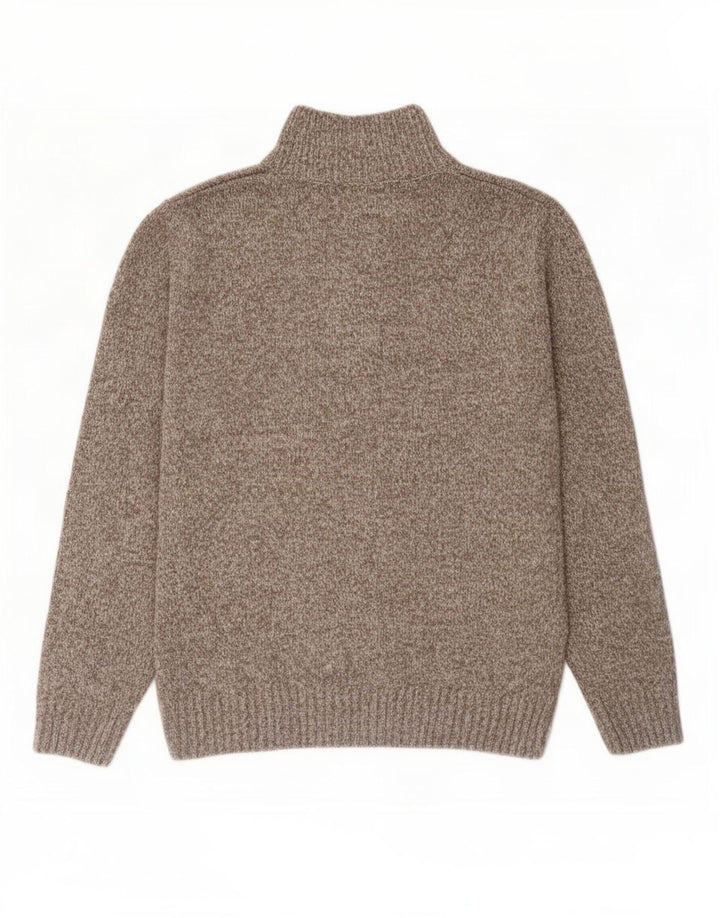 Marks & Spencer Jersey con cuello y botones para hombre, color marrón medio, moteado