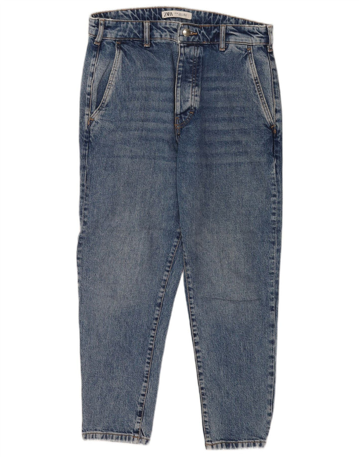 Zara Hombre Vaqueros Cónicos Recortados EU 40 Medium W31 L25 Azul