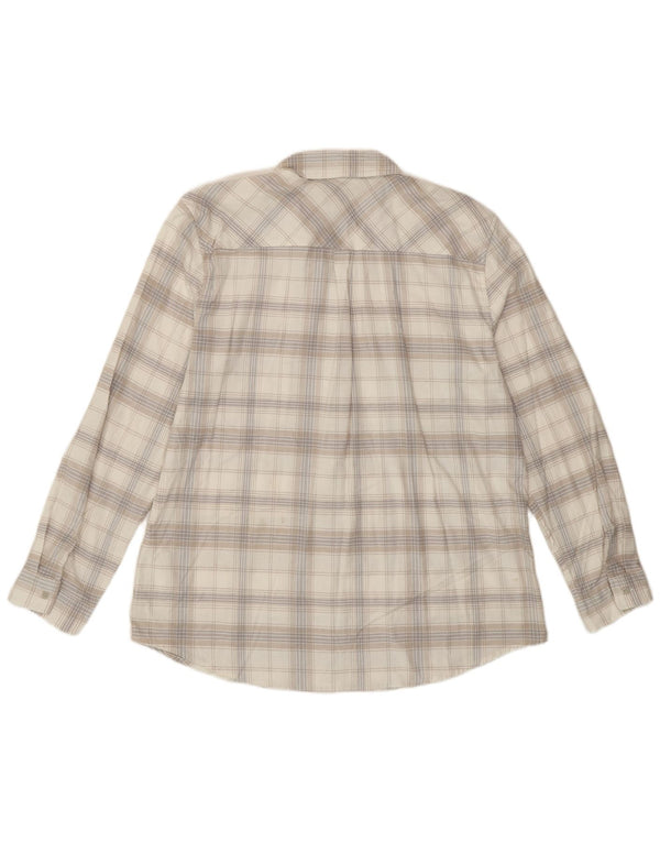 Eddie Bauer Camisa de franela para mujer UK 18 XL Algodón a cuadros blanco roto