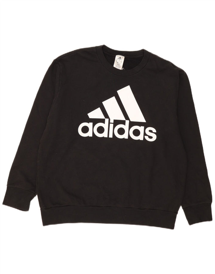 Adidas Hombre Sudadera Gráfica Jumper XL Algodón Negro