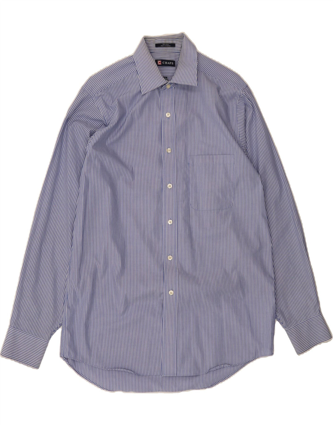 CHAPS Mens Shirt Size 15 15 1/2 Medium Blue Pinstripe Cotton Vintage Chaps and Second-Hand Chaps from Messina Hembry 