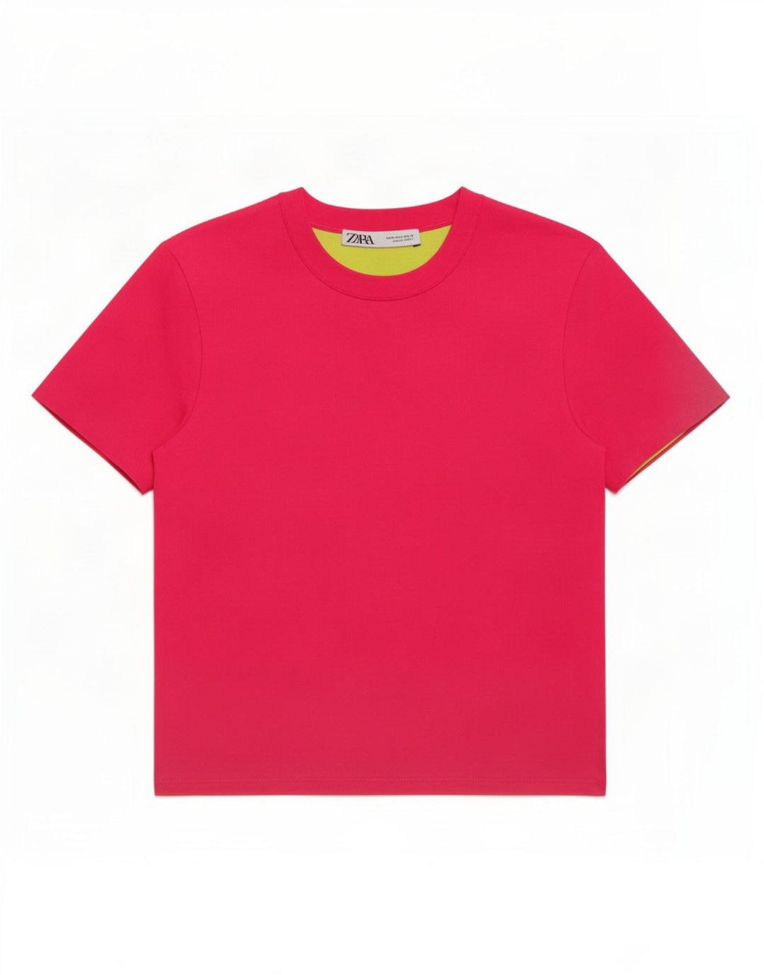 Zara Mujer Crop Camiseta Top UK 12 Medio Rosa Poliéster