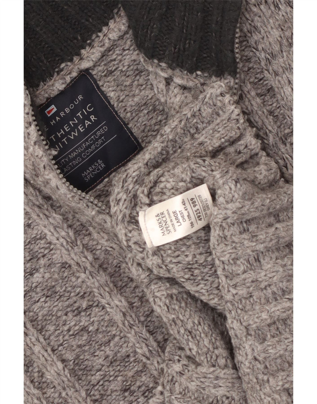 MARKS & SPENCER Suéter tipo jersey con cuello y cremallera para hombre UK 41/43 Large Grey