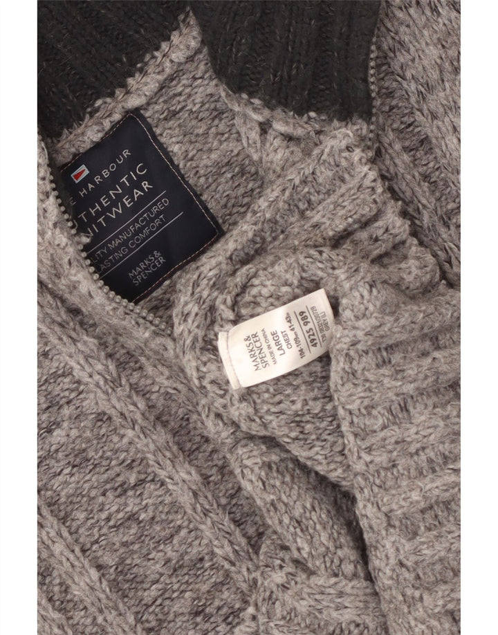 MARKS & SPENCER Suéter tipo jersey con cuello y cremallera para hombre UK 41/43 Large Grey