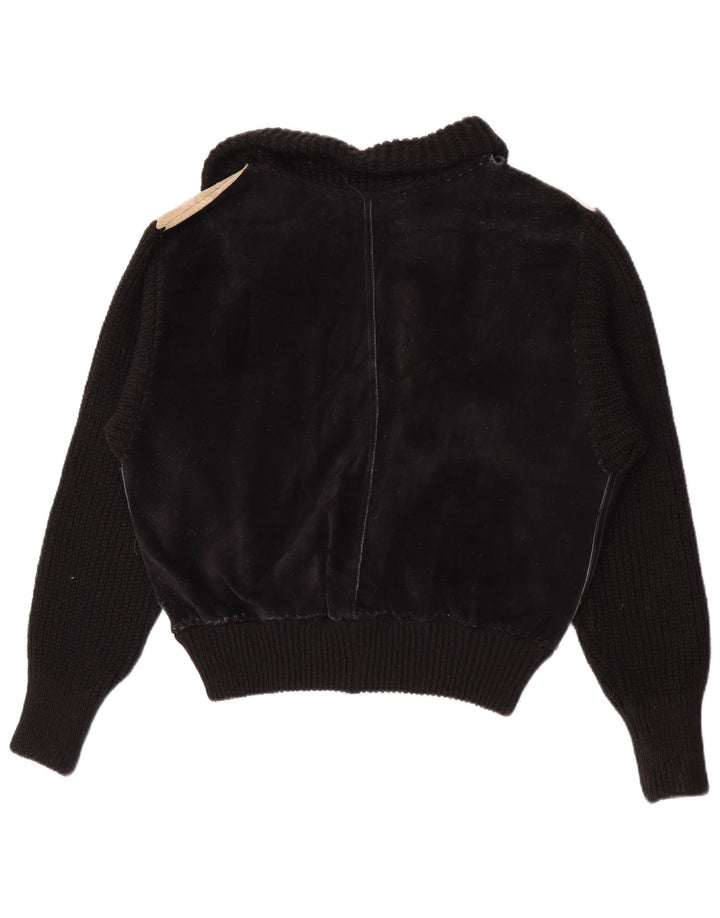 Vintage mujer bombardero ante chaqueta Reino Unido 16 grande negro colorblock