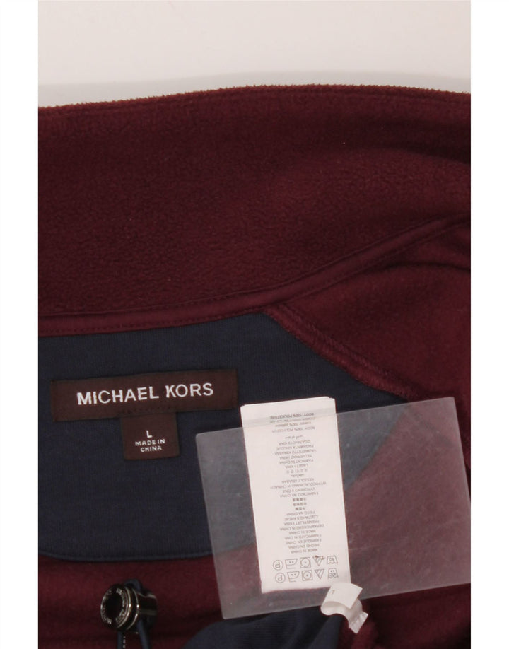 MICHAEL KORS Chaqueta polar para hombre UK 40 Grande Burdeos Colorblock Poliéster