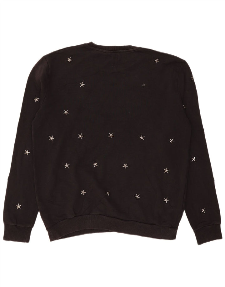 Zara Hombre Sudadera Jumper XL Negro Geométrico Algodón