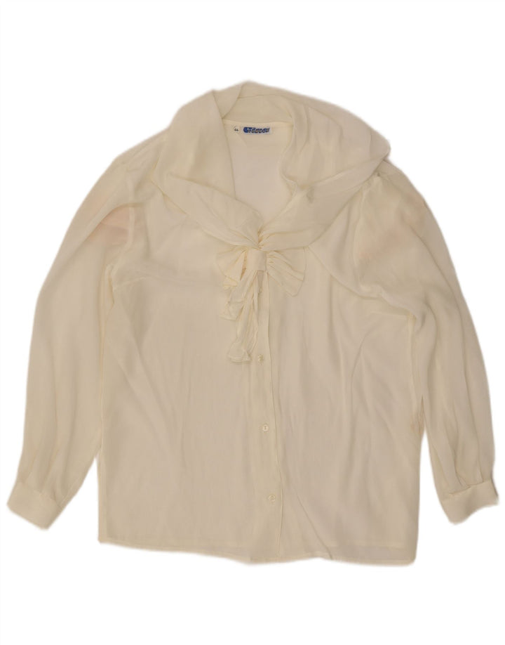 Blusa camisera con lazo frontal para mujer Lebole IT 44 Seda blanca mediana