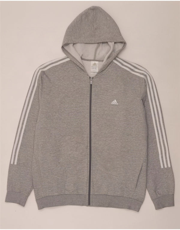Adidas Sudadera con capucha y cremallera para hombre, talla 2XL, algodón moteado gris