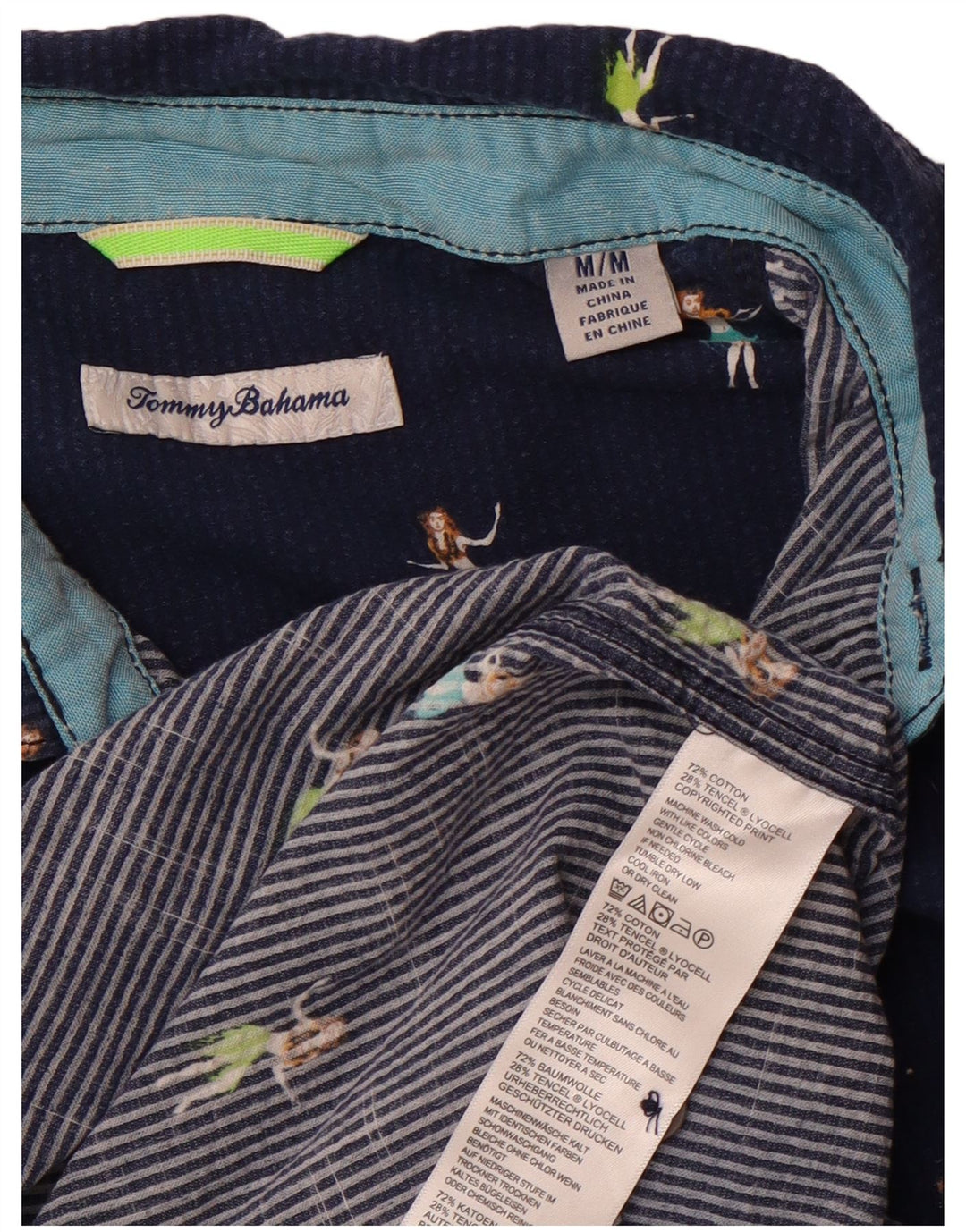 Tommy Bahama Camisa con estampado abstracto para hombre Algodón azul marino mediano