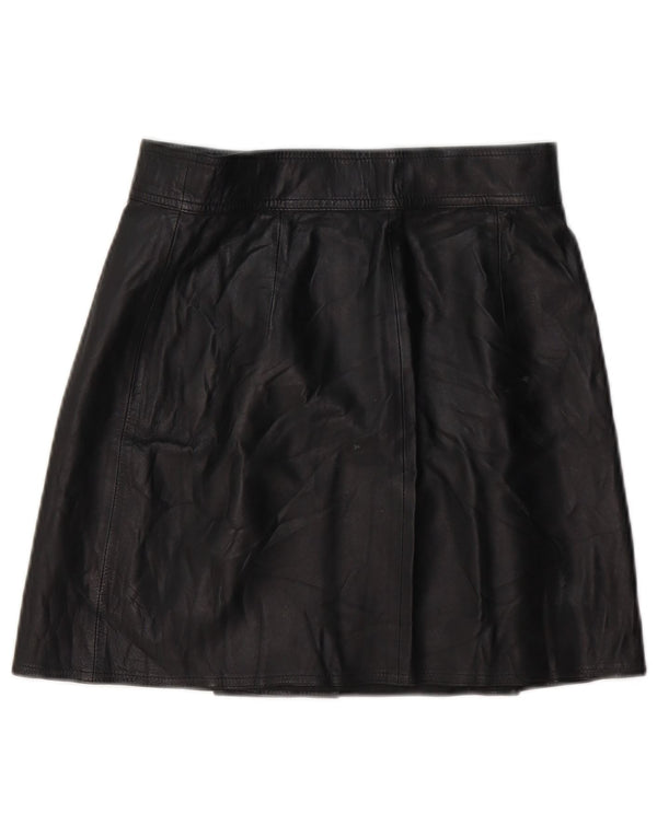 Falda de cuero vintage para mujer W28 Negro medio