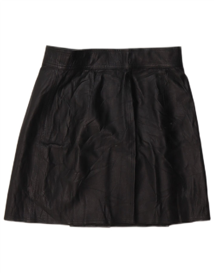 Falda de cuero vintage para mujer W28 Negro medio