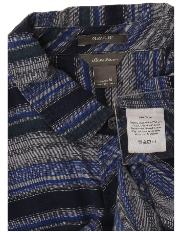 EDDIE BAUER Camisa de franela para mujer UK 40 Mediana Azul marino Rayas