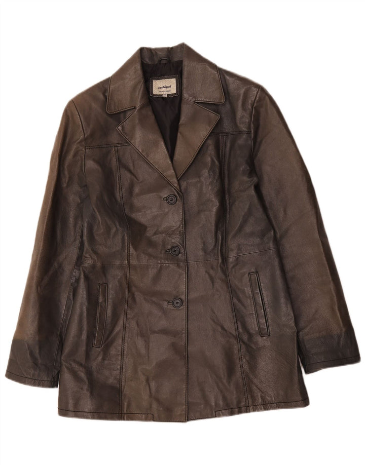 Conbipel Abrigo de cuero para mujer IT 46 Large Brown
