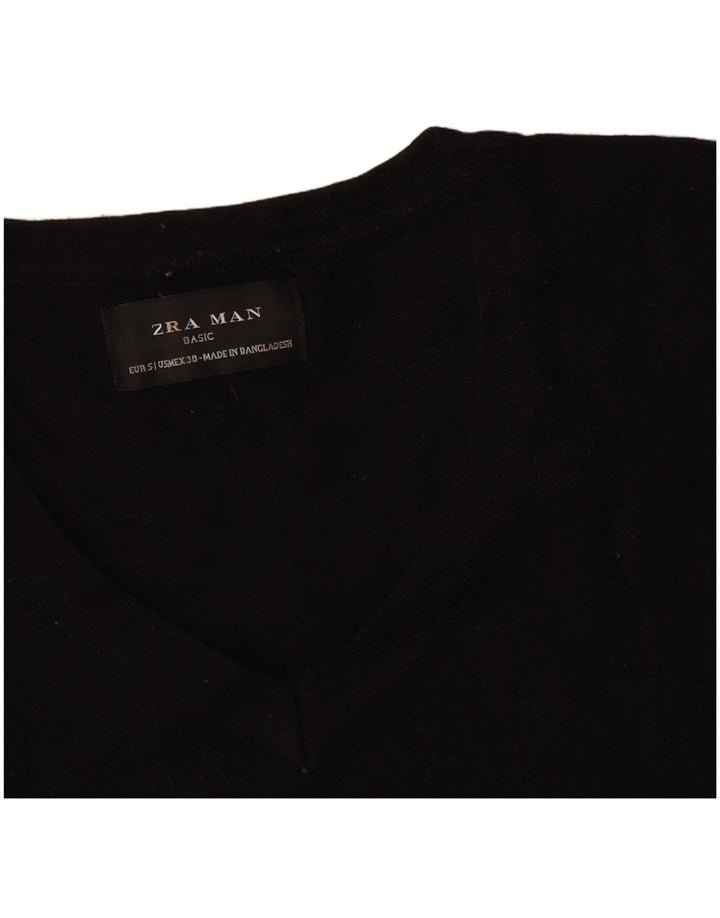 Zara Hombre Jersey Con Cuello En V Jersey Pequeño Negro