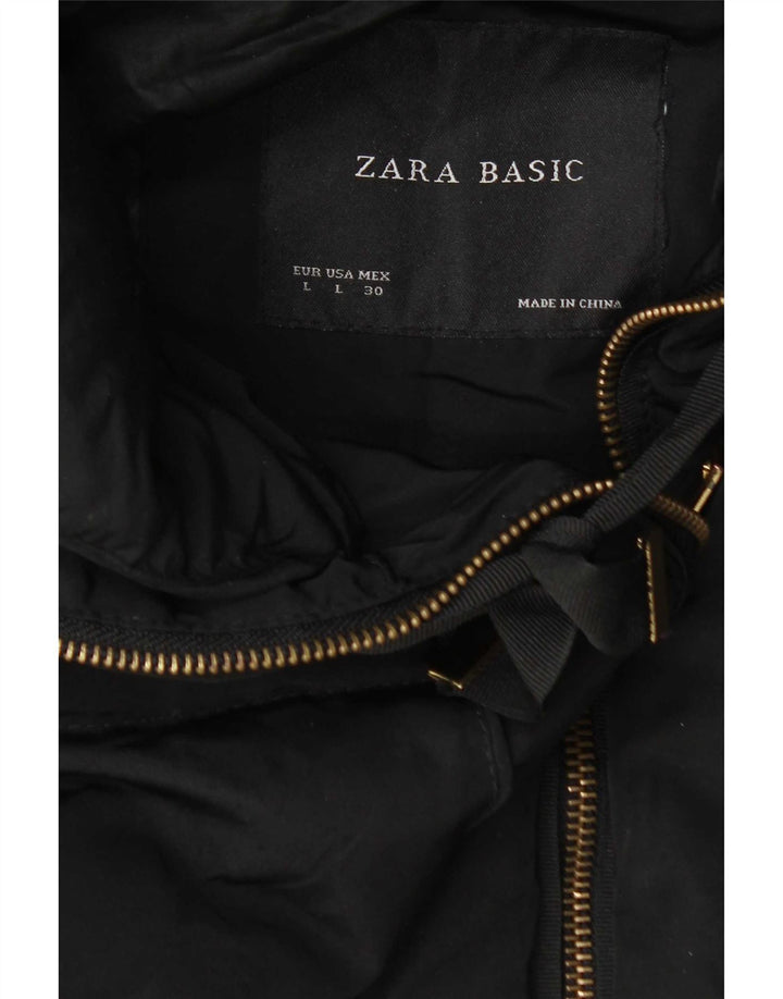 Zara Mujer Abrigo Acolchado Con Capucha Reino Unido 44 Grande Negro
