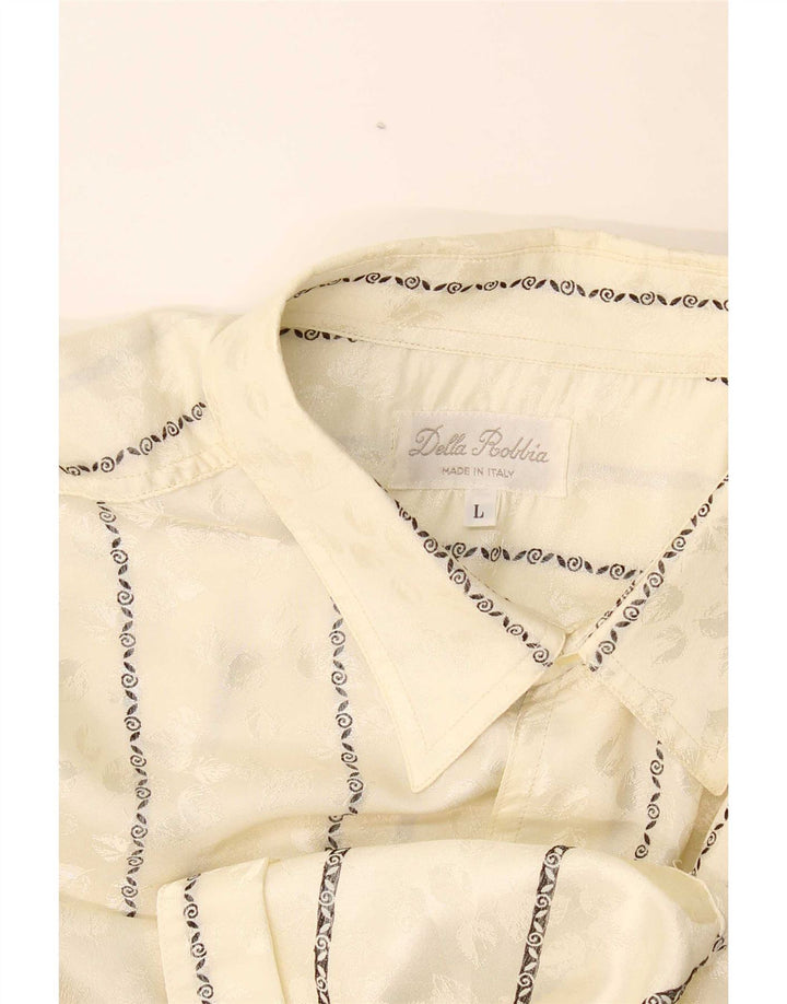 Camisa vintage para hombre grande a rayas beige