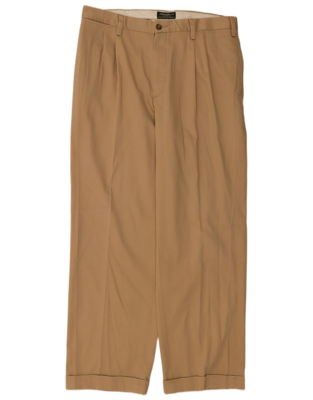 EDDIE BAUER Pantalón chino con pinzas y corte clásico para hombre W36 L32 Algodón beige