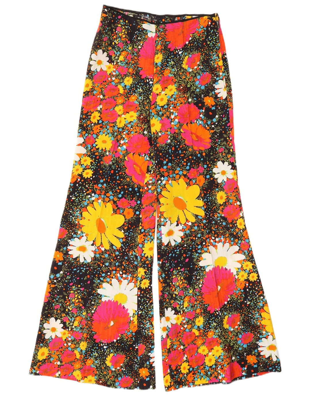 VINTAGE Pantalones casuales de cintura alta para mujer W26 L31 Floral multicolor