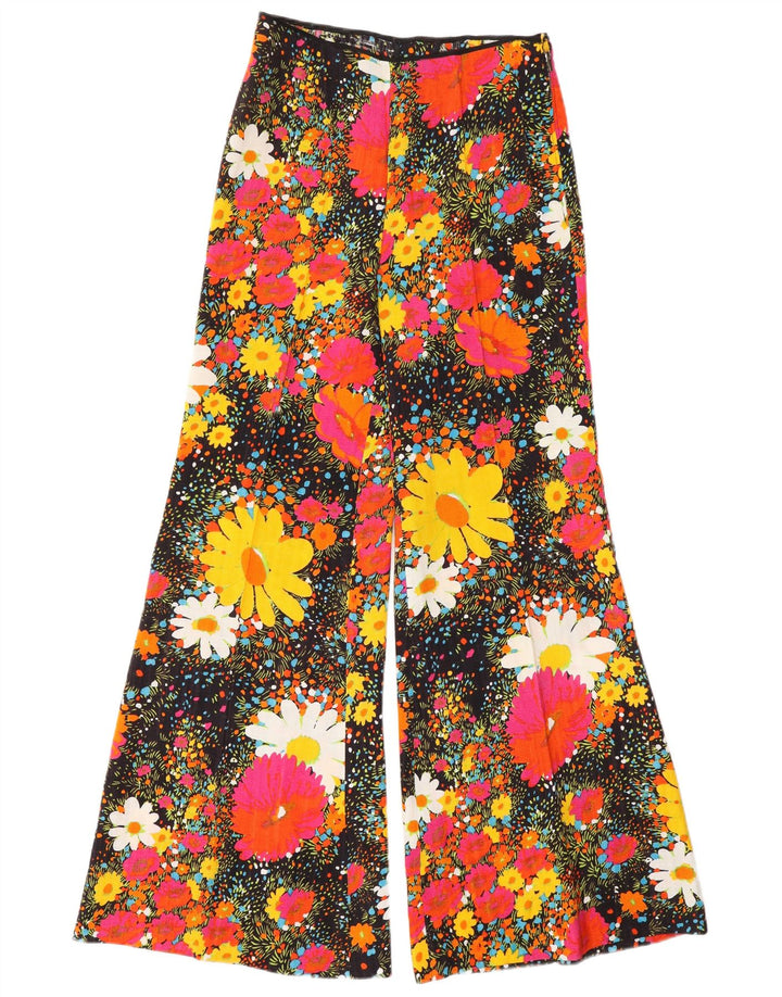 VINTAGE Pantalones casuales de cintura alta para mujer W26 L31 Floral multicolor
