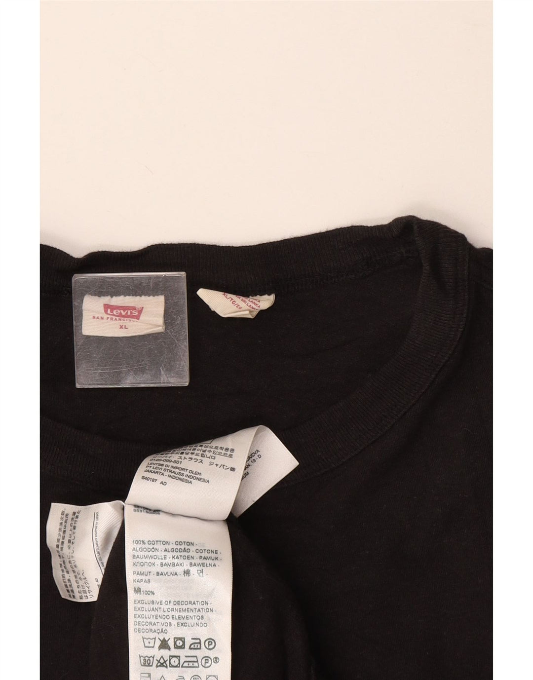 LEVI'S Camiseta Mujer Top UK 40 XL Algodón Negro
