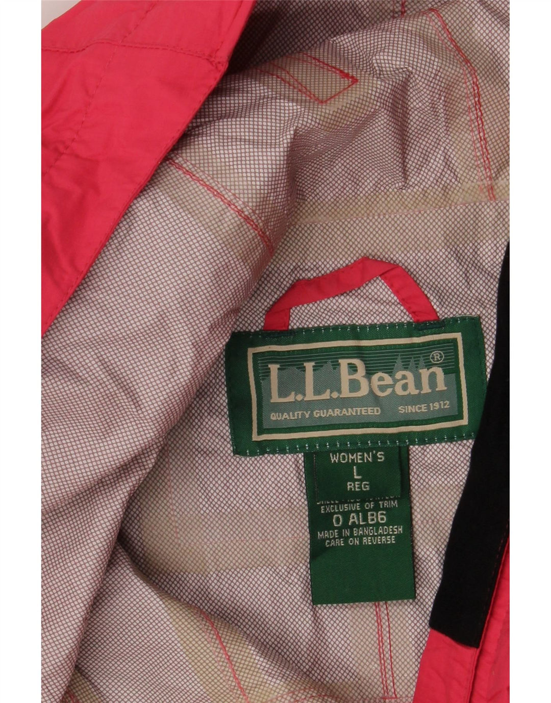 L.L.Bean Chaqueta impermeable con capucha para mujer UK 46 Large Pink Nylon
