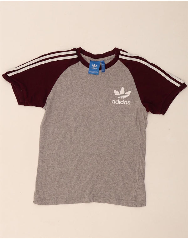 ADIDAS Camiseta para hombre Top Small Gris Colorblock Algodón