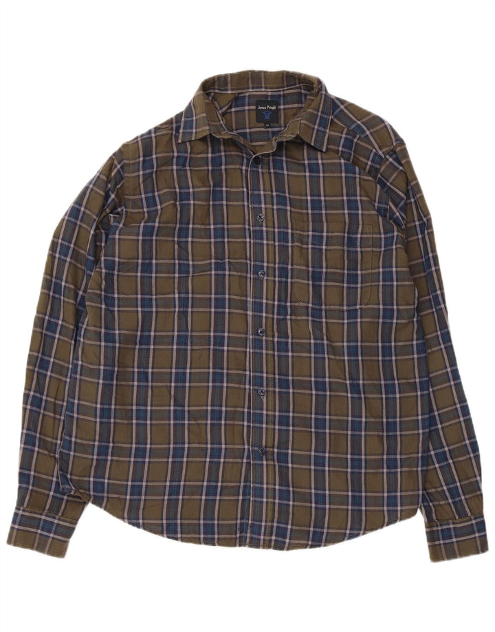 JAMES PRINGLE Camisa de franela para hombre Poliéster a cuadros caqui medio