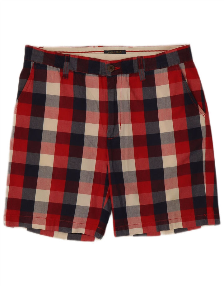 Zara Pantalones cortos chinos para hombre EU 42 Large W32 Red Gingham
