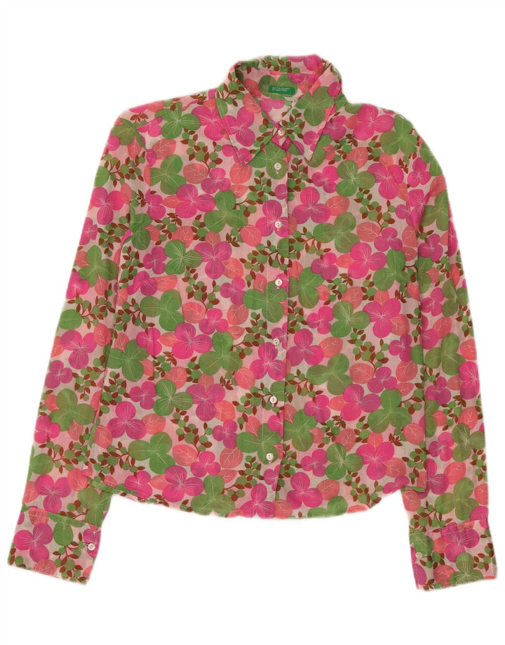 Camisa Benetton Mujer ES 44 Mediano Rosa Floral