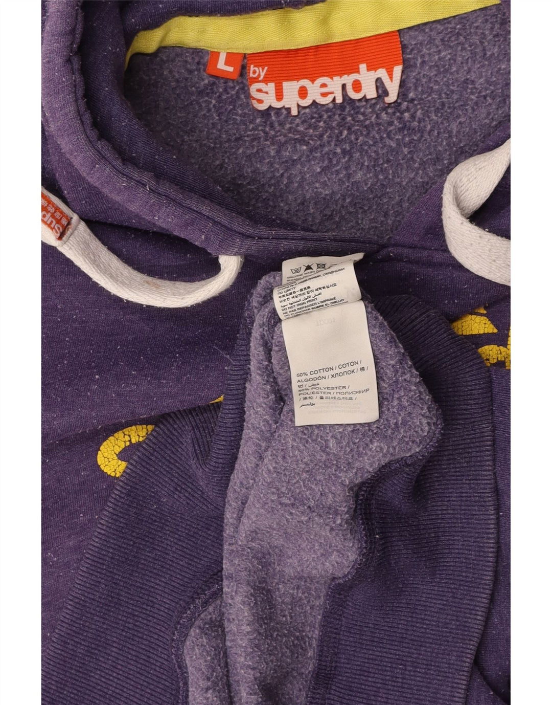 SUPERDRY Jersey con capucha gráfica para mujer Reino Unido 44 Grande Algodón morado