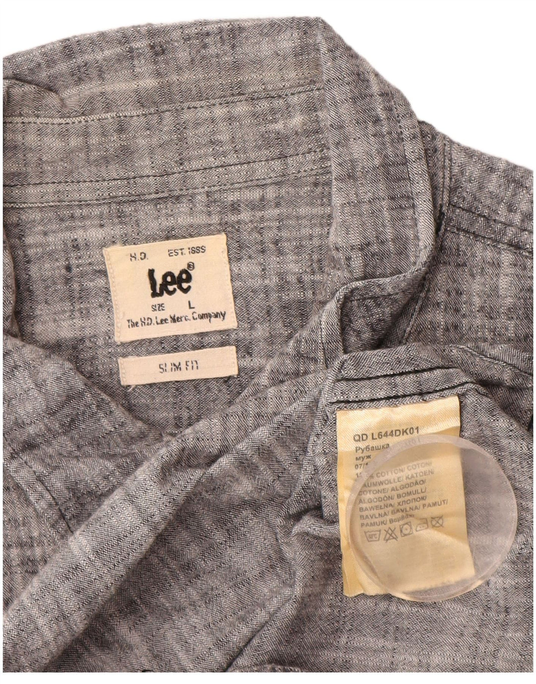 Camisa de franela de corte slim de algodón moteado en gris grande de Lee Hombre