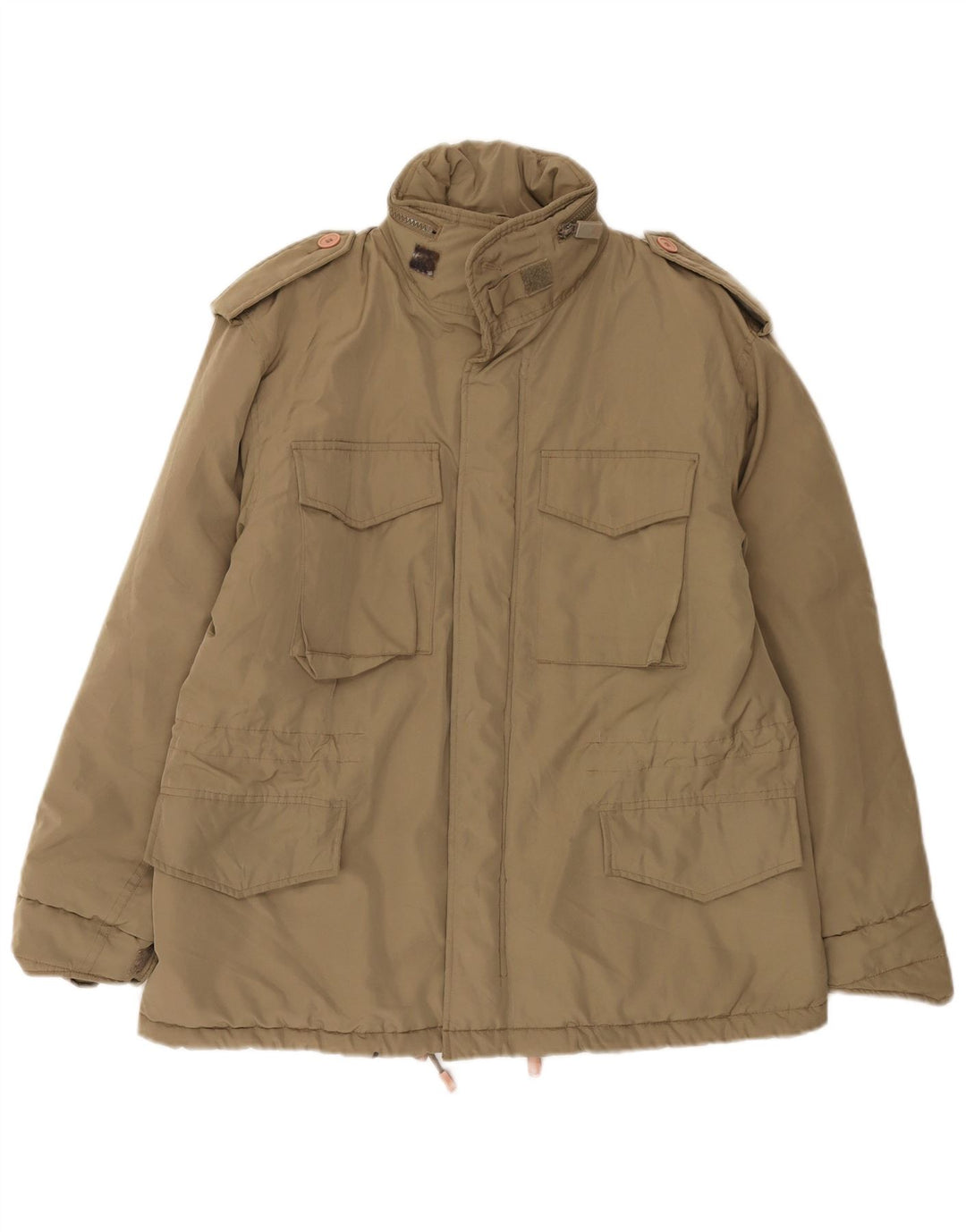 Alberto Aspesi Chaqueta militar acolchada para hombre UK 36 Small Marrón Poliéster