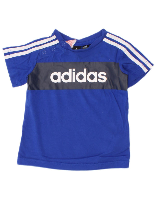Adidas Camiseta gráfica para bebés niños 9-12 meses Algodón color block azul