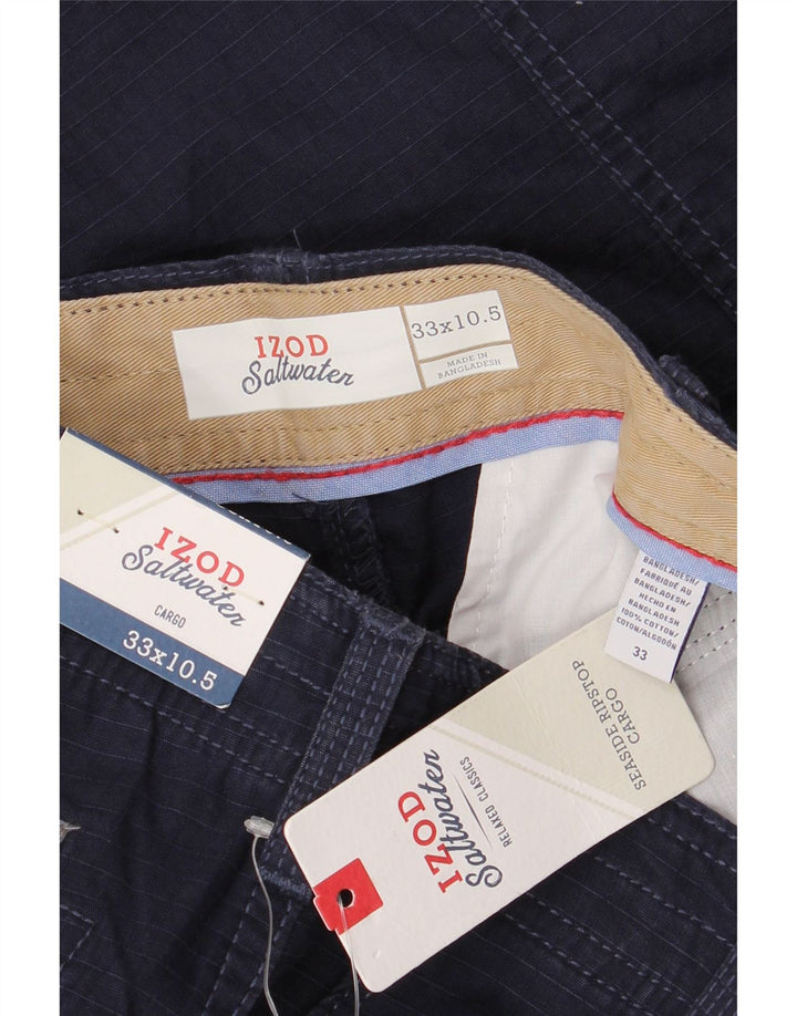 IZOD Pantalones cortos cargo de agua salada para hombre W33 Algodón azul marino mediano