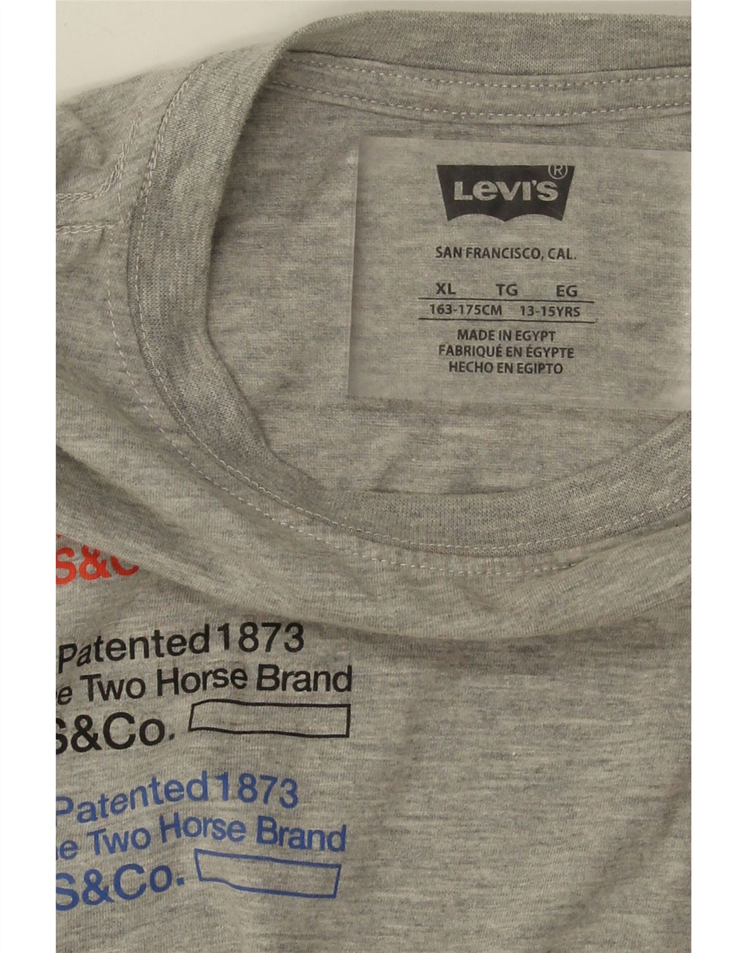 LEVI'S Boys Graphic T-Shirt Top 15-16 Years XL Grey Vintage Levi's and Second-Hand Levi's from Messina Hembry 