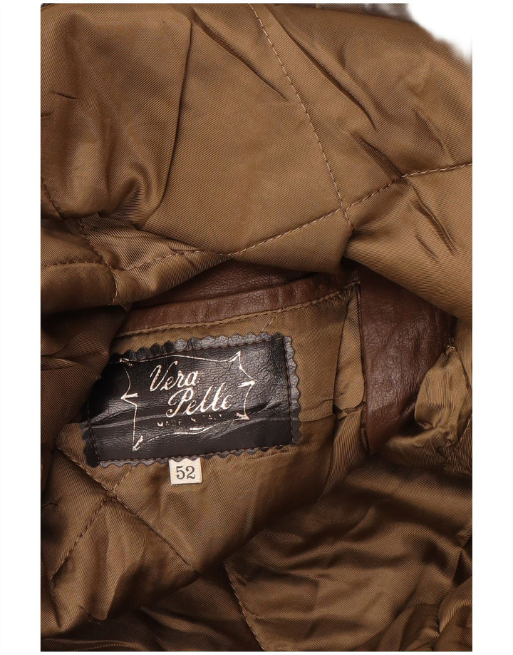 VINTAGE Chaqueta de cuero para hombre IT 52 XL Cuero marrón