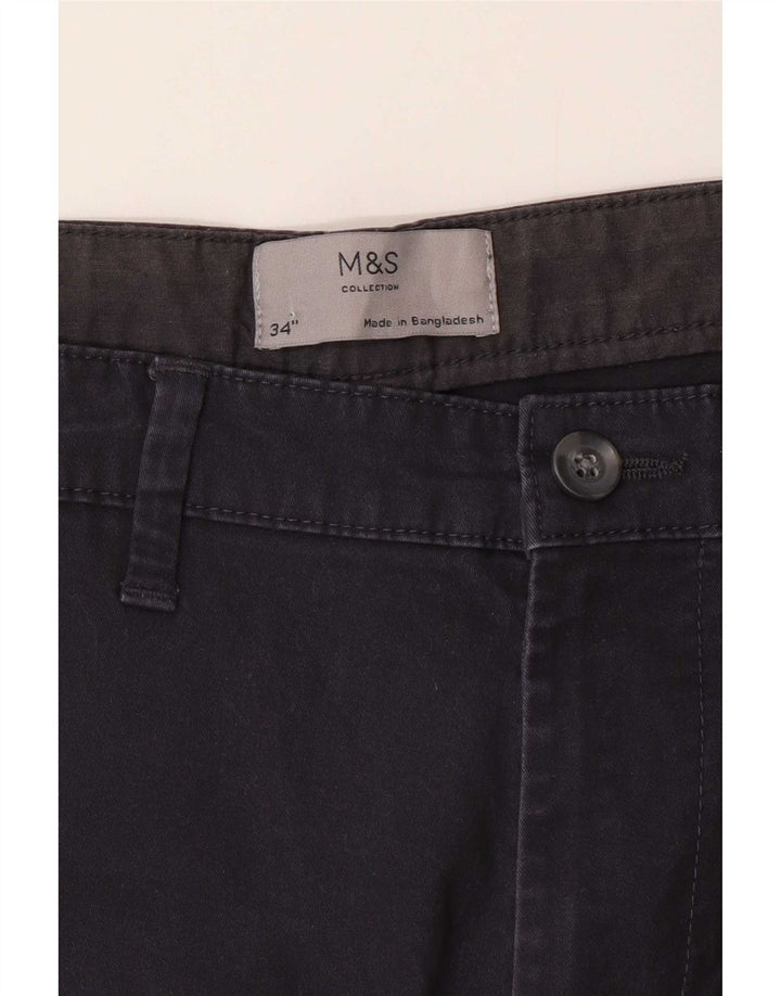 Marks & Spencer Pantalones cortos chinos para hombre W34 Grande Algodón azul marino