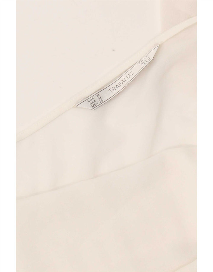Zara Mujer Blusa De Manga Larga Top UK 44 Medium Blanco