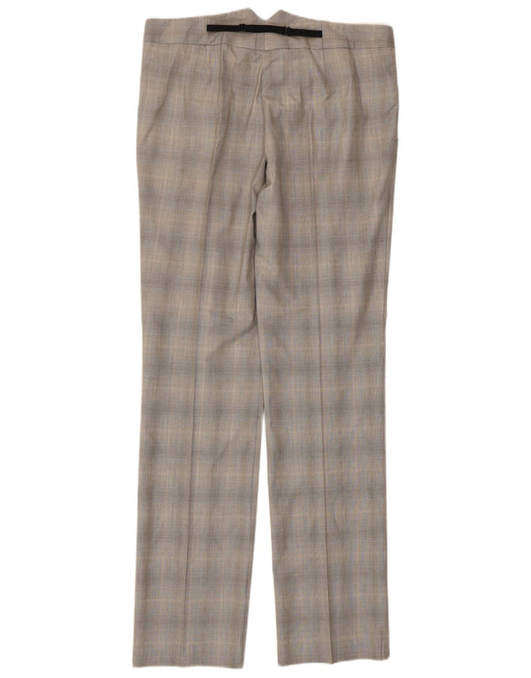 Sisley Pantalones de traje ajustados para mujer IT 42 Medium W30 L33 Gris a cuadros Poliéster