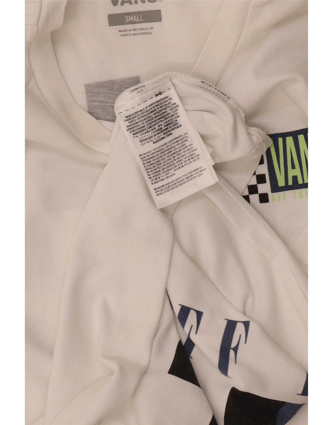 Vans - Camiseta gráfica para hombre, talla pequeña, algodón blanco
