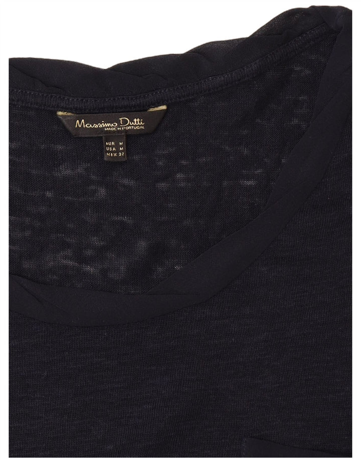 Massimo Dutti Camiseta Mujer Top UK 12 Medium Azul Marino