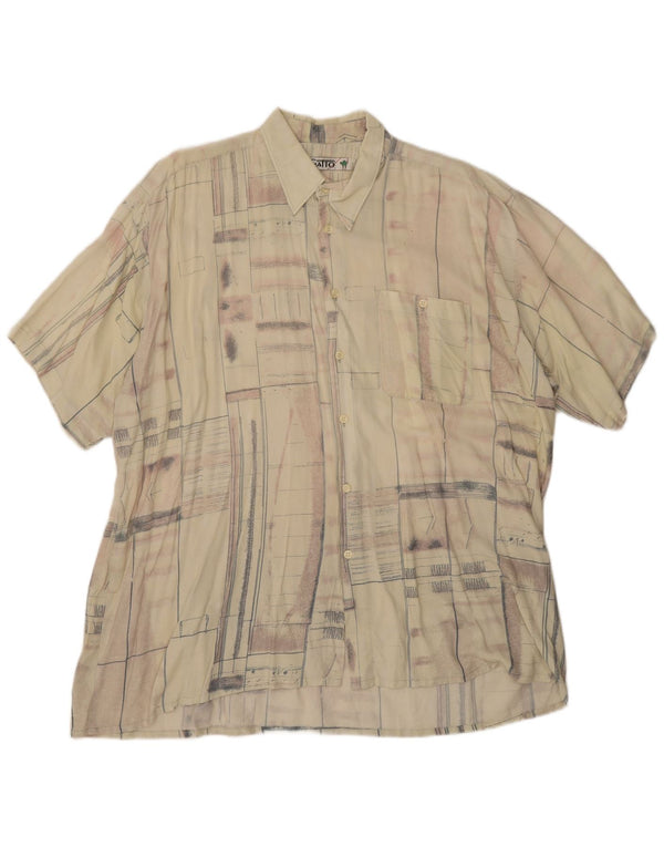 Camisa Vintage de Manga Corta para Hombre XL Beige